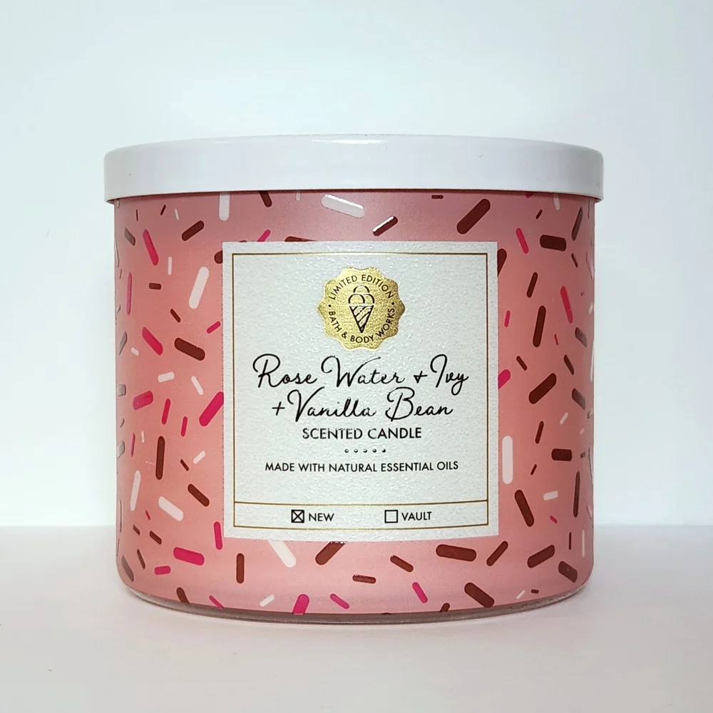 Bath & Body Works Rose Water Ivy & Vanilla Bean 3-Wick Candle